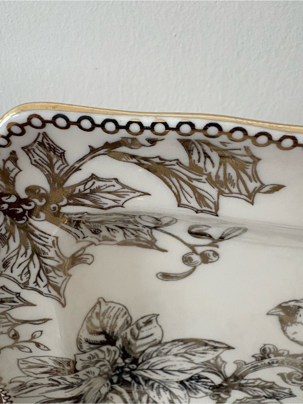 Adelaide Dinner and side Plate Gold Floral Bird Square - Picture 5 of 8